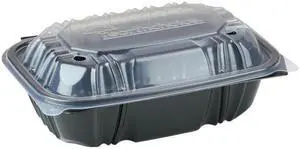 EarthChoice Vented Hinged Lid Container 34oz 1-Compartment Black/Clear 140Ct