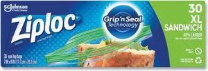 Sandwich Seal Top Bags XL Sandwich 8" x 7" Clear 30/Box 366143
