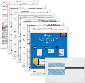 Adams Six-Part W-2 Online Tax Kit Six-Part Carbonless 5.5 x 8 10/Pack 22908KIT