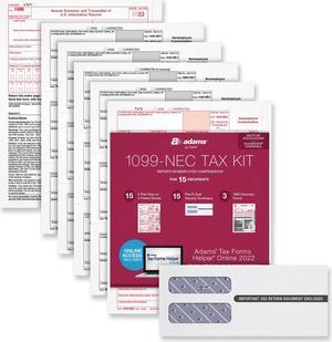 Adams Five-Part 1099-NEC Online Tax Kit Five-Part Carbonless 15/Pack 22906KIT