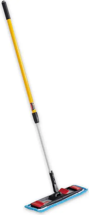 Adaptable Flat Mop Kit 19.5 x 5.5 Blue Microfiber Head 48" to 72" Yellow Aluminum Handle 2132426