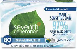 Seventh Generation Natural Fabric Softener Sheets Unscented 80 Sheets/box 4/Ctn