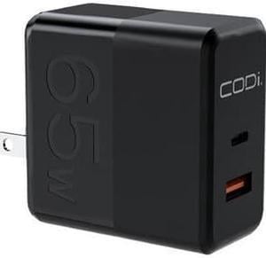 CODi Dual Port 65W GaN Wall Charger/AC Adapter USB-C USB-A Outputs A01106