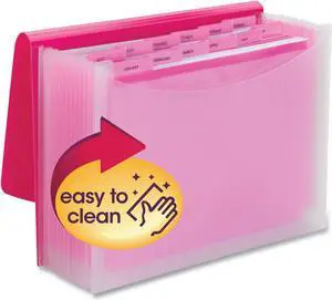 Smead Vibrant Line Plastic Accordion File 12-Pocket Letter Size Pink/Clear (70864)