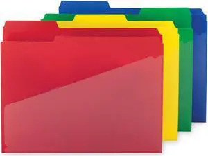 Smead Poly Colored File Folders 1/3-Cut Tabs Letter Assorted Colors 12/Pk 10541