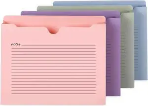 Smead Notes File Jackets Straight Tab 2" Letter Assorted Colors 12/Pack 75695