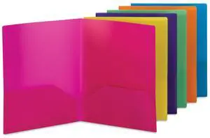 Smead Poly Two-Pocket Folders 100-Sheet Capacity 11 x 8.5 Assorted 6/Pack 87761