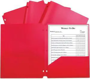 C-Line Two-Pocket Heavyweight Poly Portfolio Folder 11 x 8.5 Red 25/Box 33934