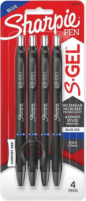 Sharpie S-Gel High-Performance Pen Bold 1 mm Blue Ink 4/Pack 2096171