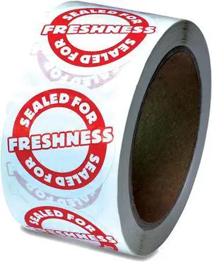 Tamper Seal Label 2" dia Red/White 500/Roll 4 Rolls/Carton ICX90232498