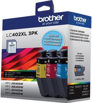 Brother Original High Yield Ink Cartridge Cyan Magenta Yellow 3 Pack LC402XL3PKS