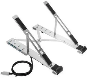 Targus Portable Stand with Integrated USB-A Hub - Up to 15.6" Screen Support - Aluminum - Silver - AWU100205GL