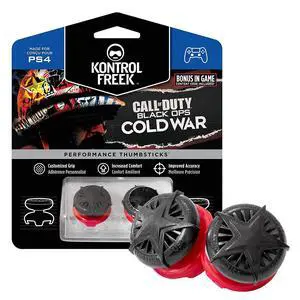 Call of Duty: Black Ops Cold War Performance Thumbsticks for PlayStation 4 (PS4) and PlayStation 5 (PS5) | 2 High-Rise, Convex | Black/Red Call of Duty: Black Ops Cold War Performance Thumbsticks for PlayStation 4 (PS4) and PlayStation 5 (PS5) | 2 High-Rise, Convex | Black/Red