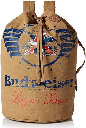 Buxton Budweiser Eagle Wings Drawstring Bucket Bag Beige