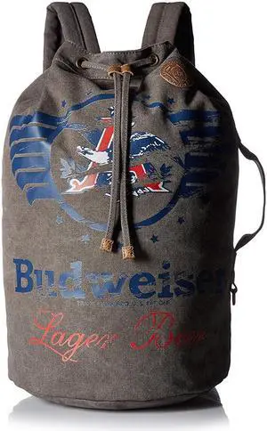 Buxton Budweiser Eagle Wings Drawstring Bucket Bag Grey