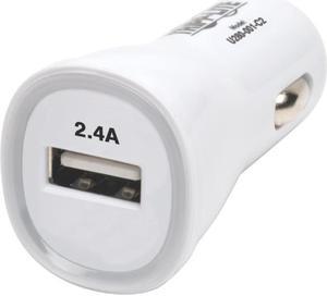 Tripp Lite U280-001-C2 White USB Tablet / Phone Car Charger, 5V / 2.4A