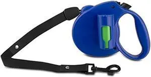 PAW Bio 16FT Retractable Pet Dog 110LB Leash with Green Pick-up Bags Blue