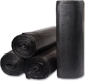 Low-Density Commercial Can Liners 60 gal 1.2 mil 38" x 58" Black Interleaved Roll 10 Bags/Roll 10 Rolls/Carton ECI385812K