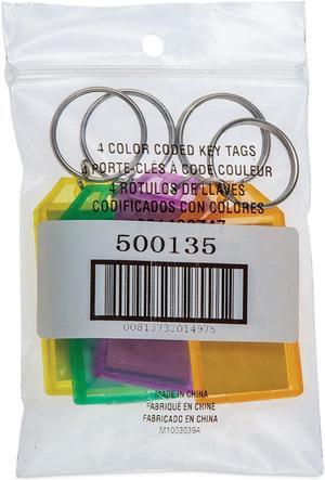 Key Tags Metal/Plastic Green/Orange/Purple/Yellow 4/Pack 500135