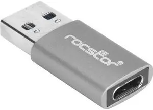 Rocstor Premium USB-A to USB-C Connector Adapter M/F- Aluminum Grey Y10A207G15PK