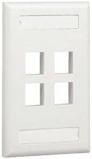 PANDUIT NetKey Faceplate, 4-Port, Electric Ivory, with Label Pocket NK4FEIY