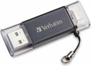 Verbatim Store 'n' Go Dual 128GB USB 3.2 (Gen 1) Type A Flash Drive - 128 GB - USB 3.2 (Gen 1) Type A - Graphite - Lifetime Warranty