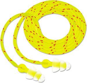 Tri-Flange Earplugs Corded 26 dB NRR Yellow/Orange 100 Pairs 7000052724