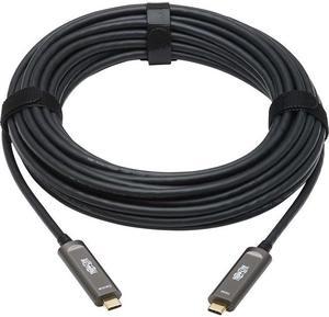 Tripp Lite USB-C AOC Cable (M/M) USB 3.2 Gen 2 (10 Gbps) Plenum-Rated Fiber Active Optical Cable Data Only Backward Compatible Black 10 m (33 ft.) - 32.81 ft USB-C Data Transfer Cable for Hard Drive,