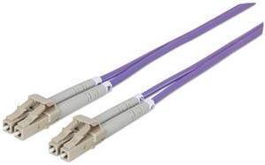 Intellinet Fiber Optic Patch Cable, Duplex, Multimode, LC/LC, 50/125 Âµm, OM4, 5.0 m (14.0 ft.), Violet