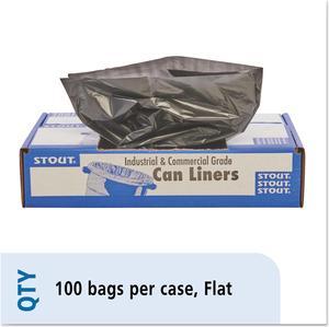 Total Recycled Content Plastic Trash Bags 65 gal 1.5 mil 50" x 51" Brown/Black 100/Carton T5051B15