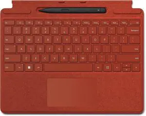 Microsoft Surface Pro Signature Keyboard and Slim Pen 2 Bundle - Tactile With Backlit Keys and Glass Trackpad for Surface Pro 9 or X - Poppy Red