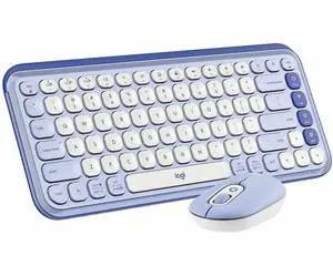 Logitech POP ICON Bluetooth Keyboard/Mouse Combo, Lilac & Off-White 920-013043
