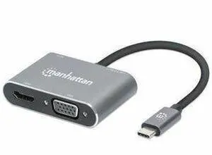Manhattan USB-C to HDMI & VGA 4-in-1 Docking Converter with Power Delivery