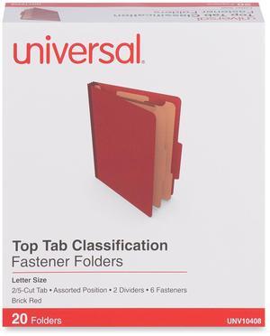 Universal Office 6 Section Classification Folder 2 Divider Letter Brick Red 20Ct
