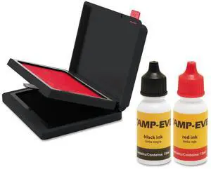 Two-Color Stamp Pad with Ink Refill 4" x 2.38" Red/Black 6193