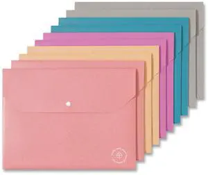 U-Eco Document Holder 0.59" Expansion 1 Section Snap Button Closure Letter Size Assorted Colors 10/Pack 6601U0112