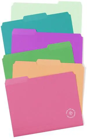U-Eco Poly File Folders 1/3 Cut Tabs: Assorted Letter Size 0.5" Expansion Assorted Colors 24/Pack 6597U0112