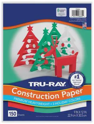 Tru-Ray Construction Paper 70 lb Text Weight 9 x 12 Assorted Holiday Colors 150/Pack P6684