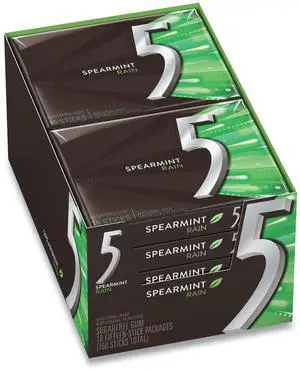5 Gum Spearmint Rain 15 Sticks/Pack 10 Packs/Box WMW51404