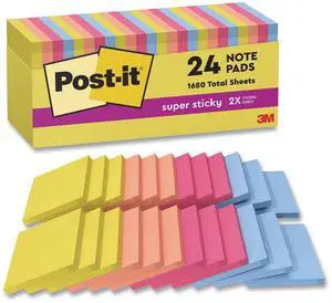 3M Post-it Note Pads Summer Joy Colors 3x3 24 Pack 7100278446