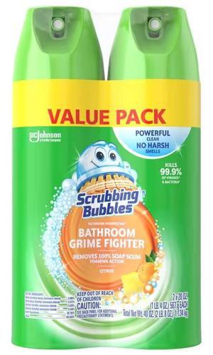 Scrubbing Bubbles Bathroom Grime Fighter Aerosol Citrus Scent 20oz 2/Pack 306381