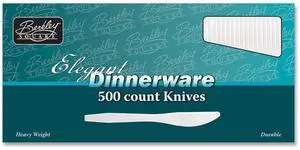 Elegant Dinnerware Heavyweight Cutlery Knife Plastic White 500/Box AFK89004