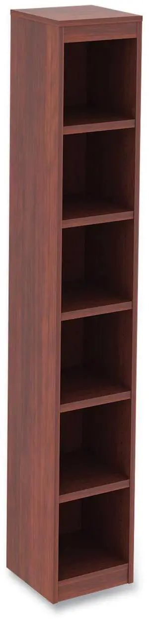 Alera Valencia Series Narrow Profile Bookcase Six-Shelf 11.81w x 11.81d x 71.73h Medium Cherry ALEVA67212MC