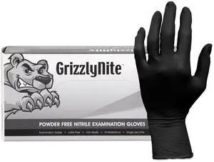 ProWorks GrizzlyNite Nitrile Gloves Powder-Free X-Large 5 mil Thick Black 100/Box 10 Boxes/Carton GLN105FX