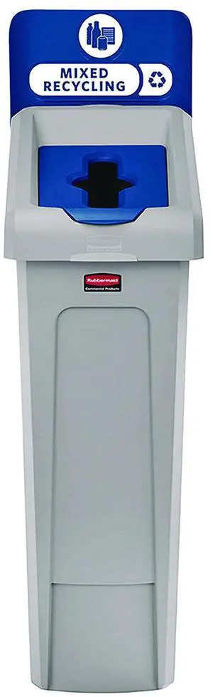 Slim Jim Recycling Station Kit 1-Stream Mixed Recycling 23 gal Plastic Gray/Blue 2185055