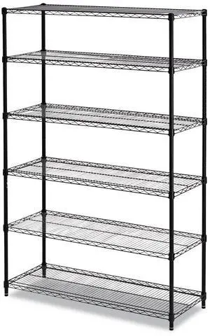 Alera - 6TCOM4818BL - Commercial Wire Shelving, Six-Shelf, 48w x 18d x 72h, Black