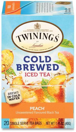 Twinings Cold Brew Iced Tea Bags, Peach, 0.07 oz Tea Bag, 20/Box