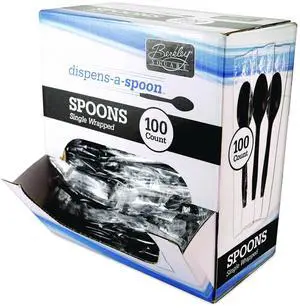 Dispens-a Spoon Individually Wrapped Mediumweight Teaspoons Black 100/Box
