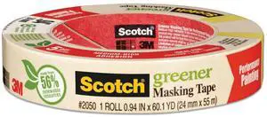 3M Scotch Greener Masking Tape 2050 3" Core 0.94" x 60 yds Beige 205024A