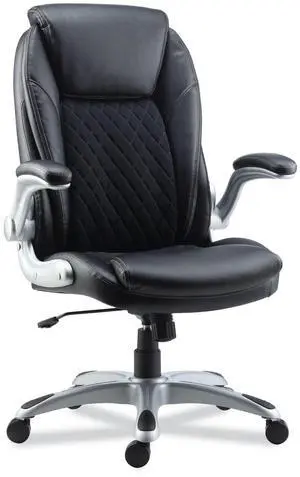 Alera Leithen Bonded Leather Midback Chair Supports Up to 275 lb Black Seat/Back Silver Base ALELT4249